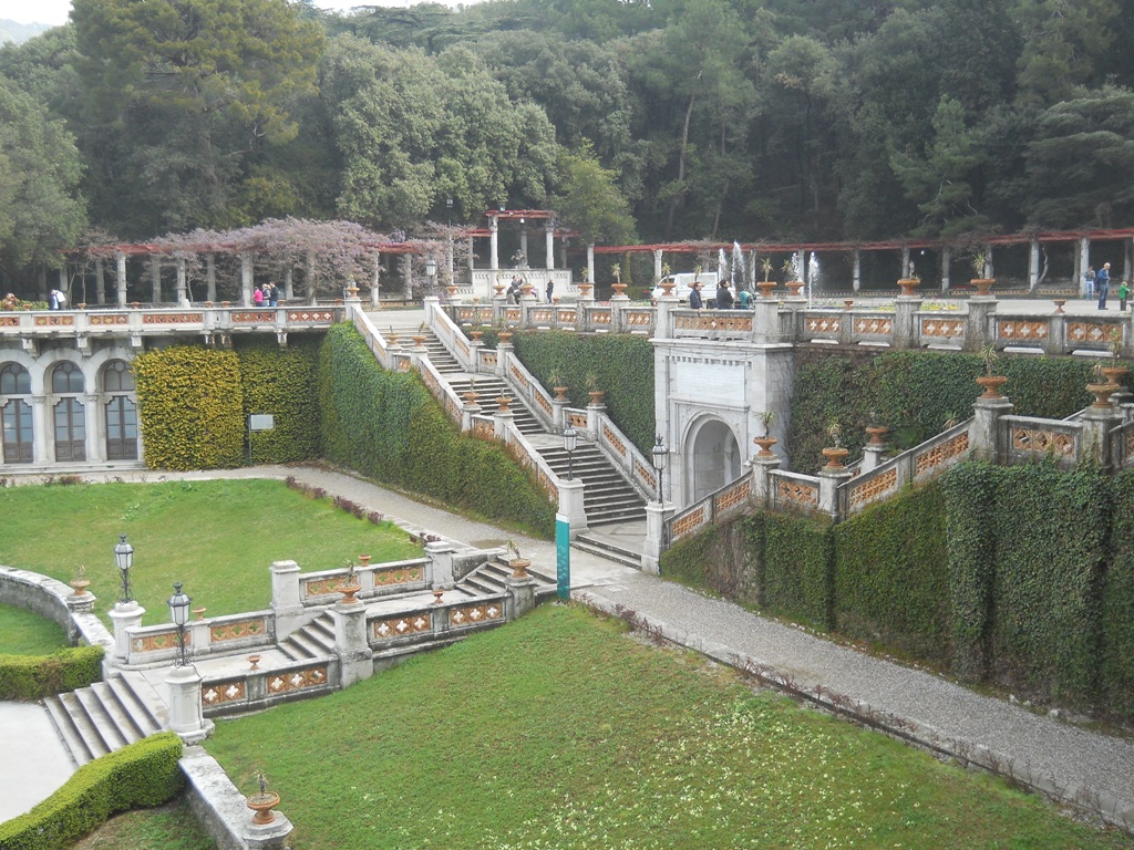 Stairways of the gardens of Miramare Castle